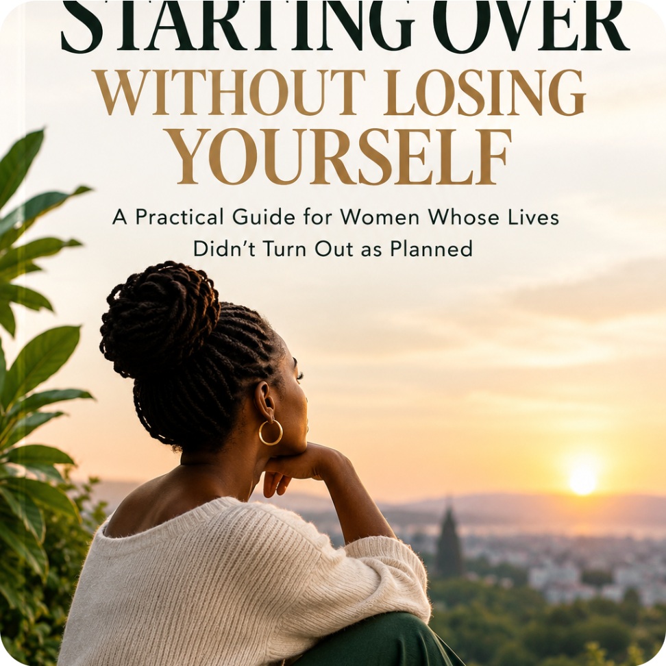 The cover of Starting Over Without Losing Yourself, a practical guide for women whose lives didn’t turn out as planned.